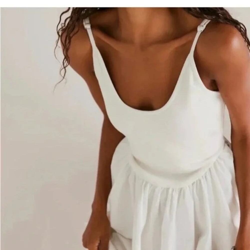 Free People Dylan White Scoop Back Cotton Midi Dress Size Medium - Picture 3 of 8